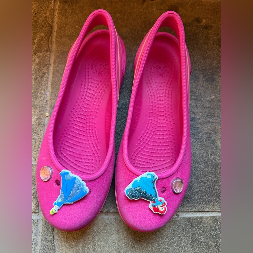 Crocs pink slip on shoe with princess charms